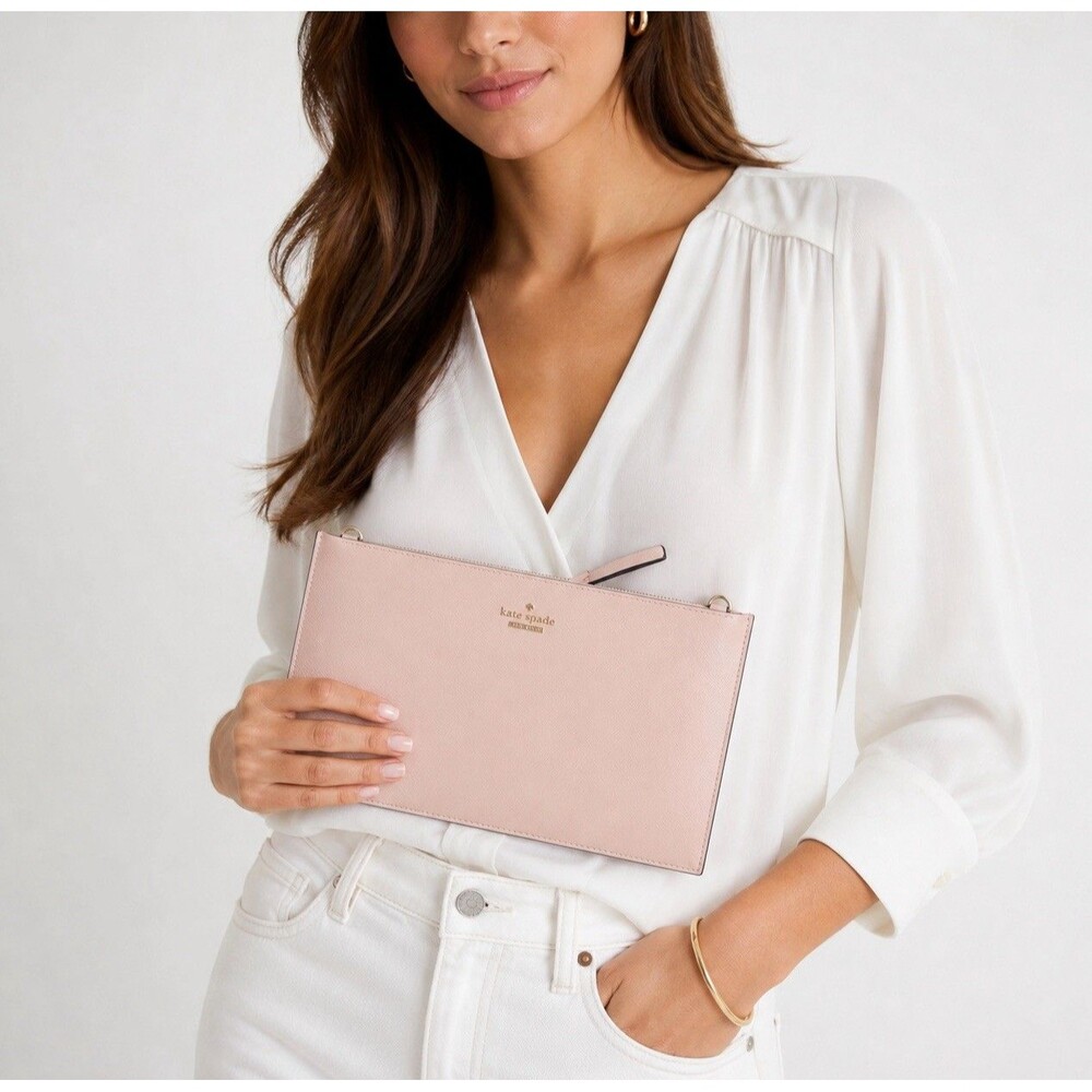 Kate Spade Cameron Street Sima Clutch Light Pink Slim Crossbody Wallet Chic